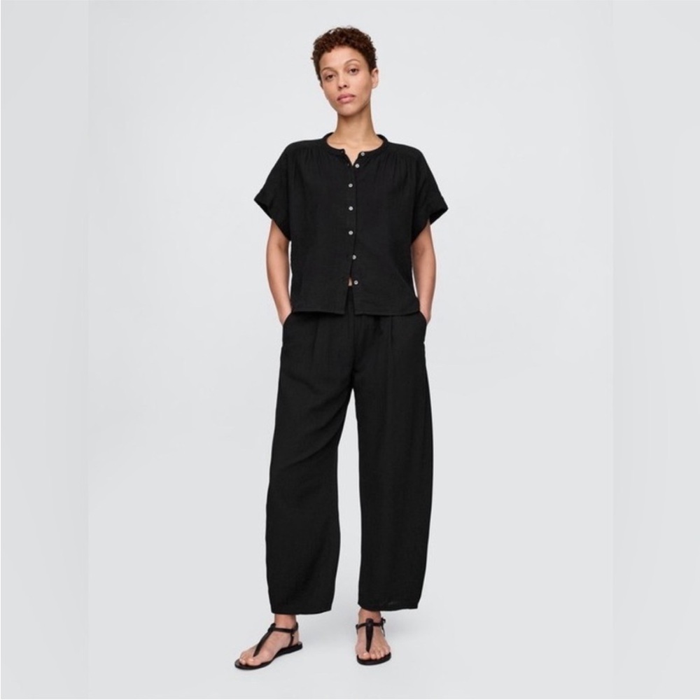 NEW! GAP Black Cotton Gauze Easy Barrel Pants - 🩷 #713952